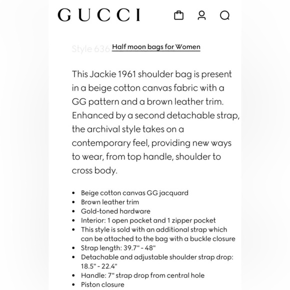 🎄Gucci “Jackie” 1961 Medium Canvas Bag with leather trim, NWT - Picture 14 of 15